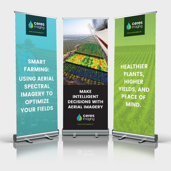 Ceres Imaging retractable banners for expo booth.