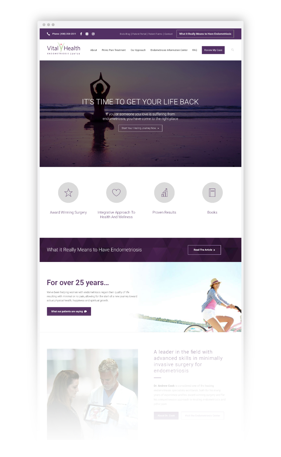 Mockup of Vital Health's new website.